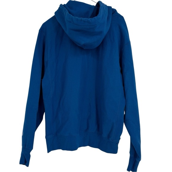 Champion Reverse Weave Size M Hoodie Sweatshirt Vintage Script Logo GF68 Blue - Picture 2 of 9